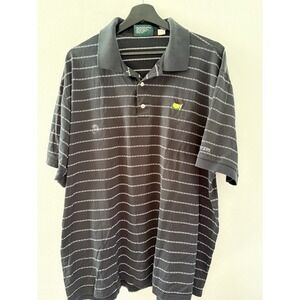 Masters Collection Golf Polo Shirt Mens XL Black Striped Mercerized Cotton